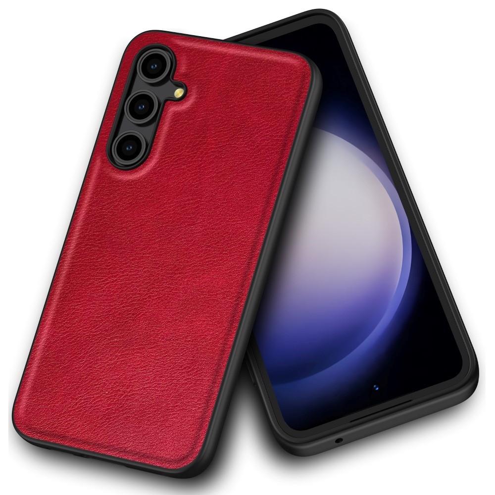  Samsung Galaxy S23 FE Skal Hybrid Retro Läder Röd