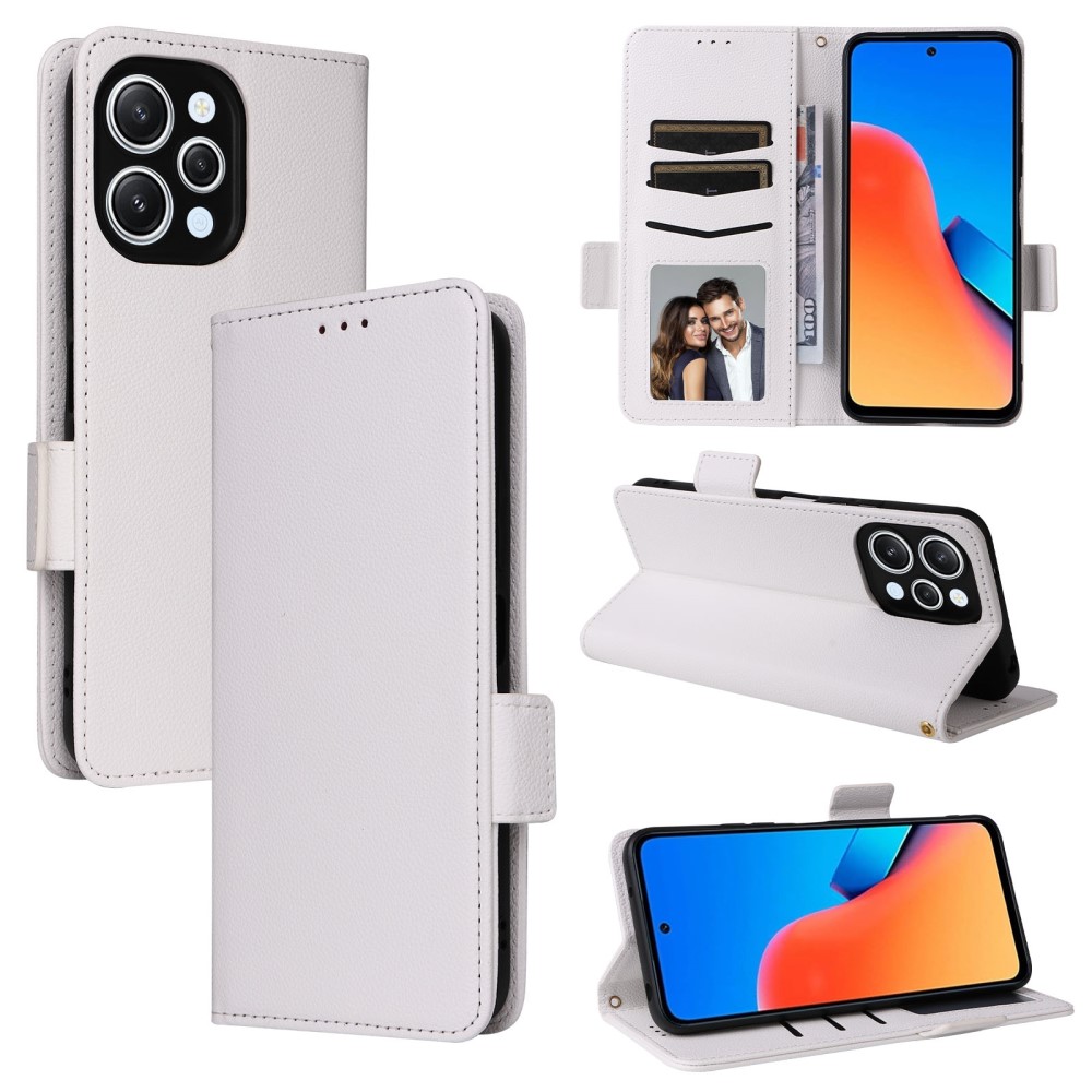  Xiaomi Redmi 12 5G/4G Fodral Litchi Läder Vit