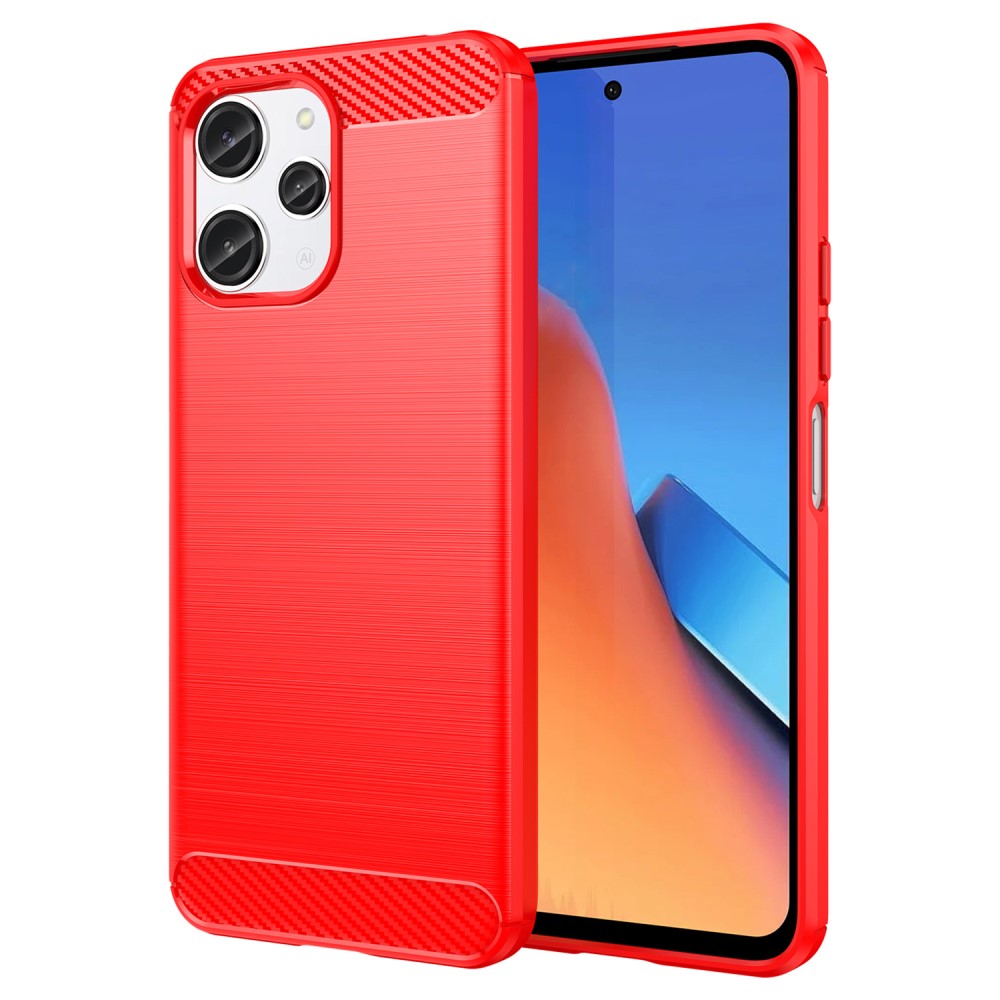  Xiaomi Redmi 12 5G/4G Skal Borstad Stål Textur Röd