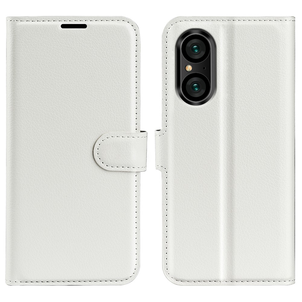  Sony Xperia 5 V Fodral Litchi Textur Vit