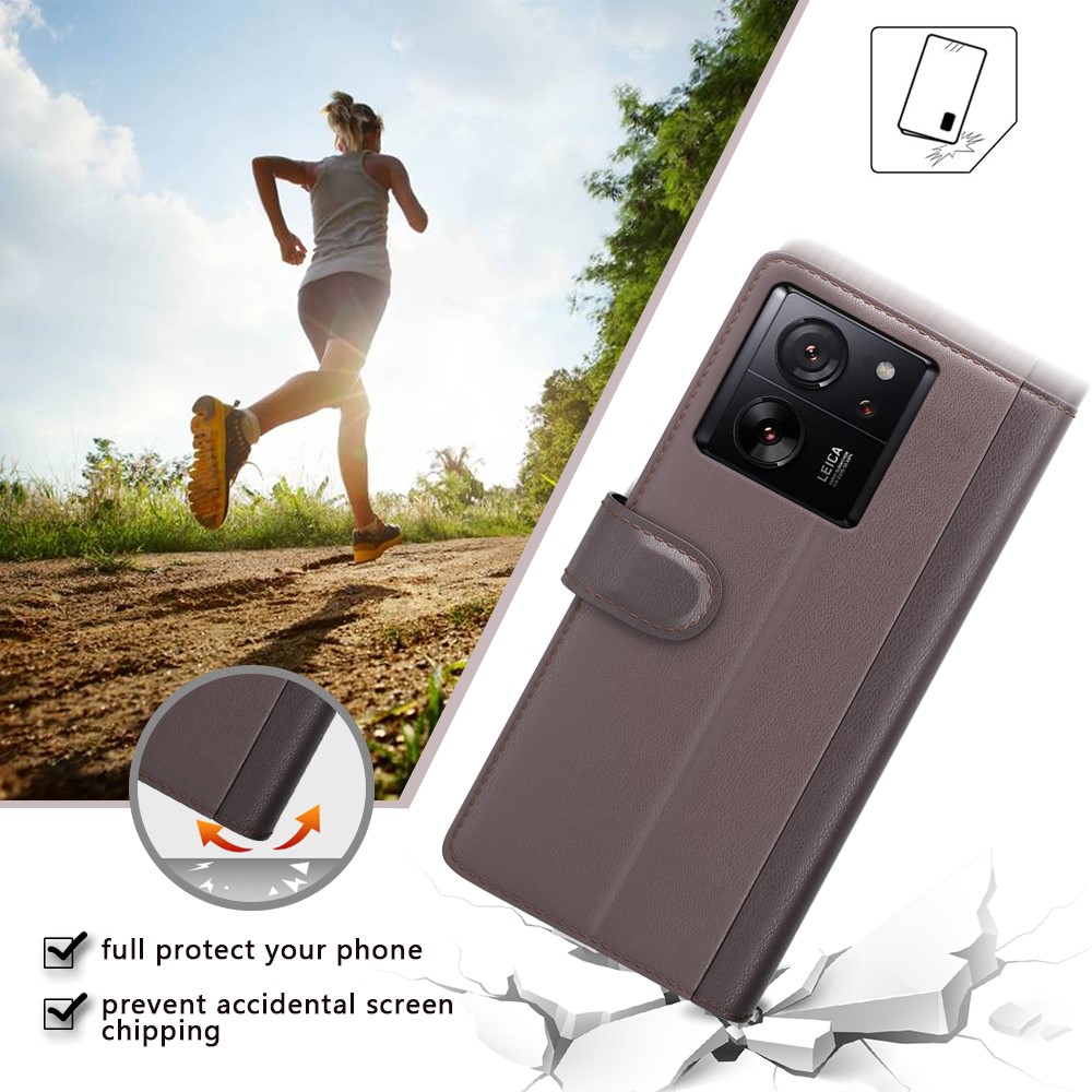  Xiaomi 13T / 13T Pro Fodral Premium Äkta Läder Brun