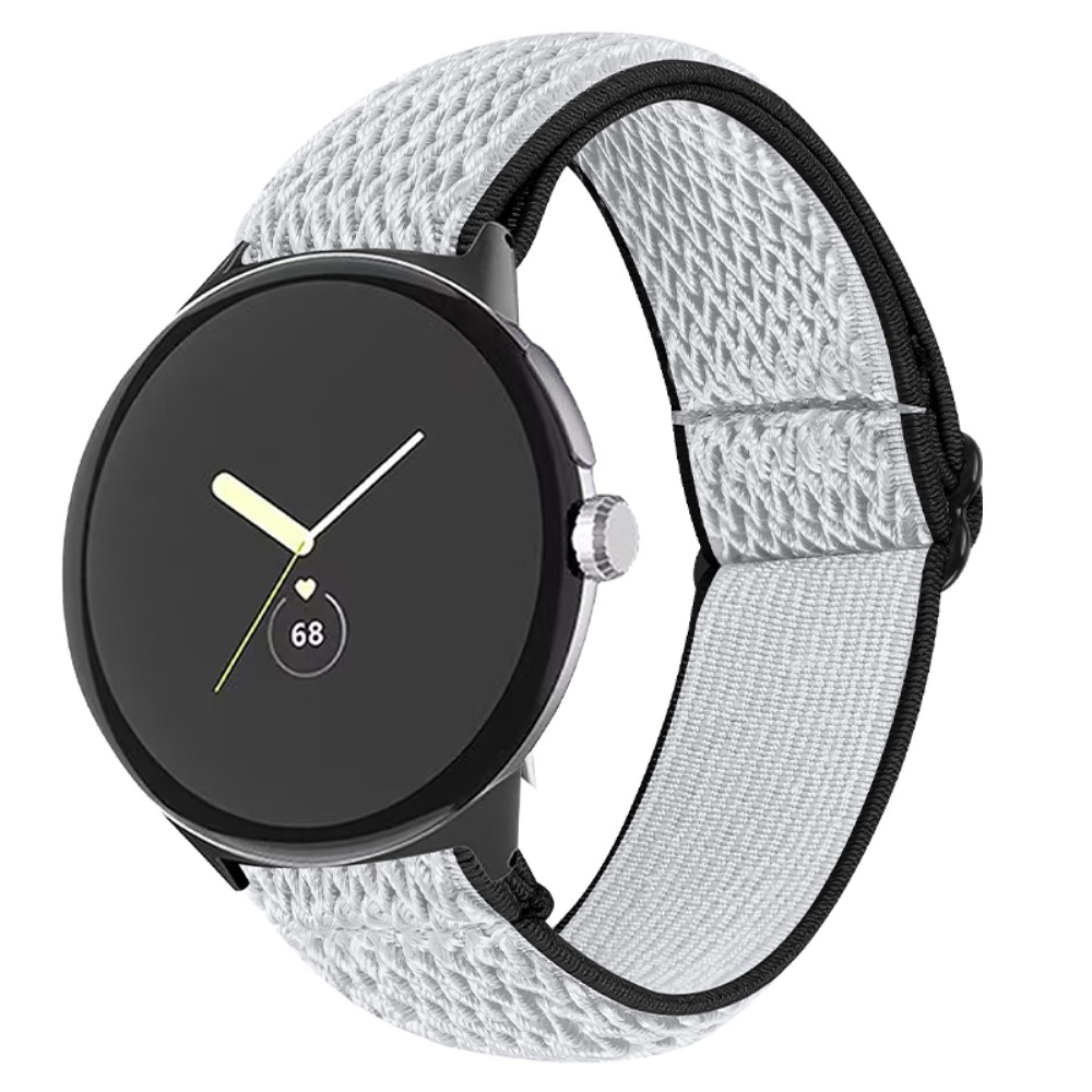  Google Pixel Watch / Watch 2 Justerbart Nylon Armband Svart/Vit