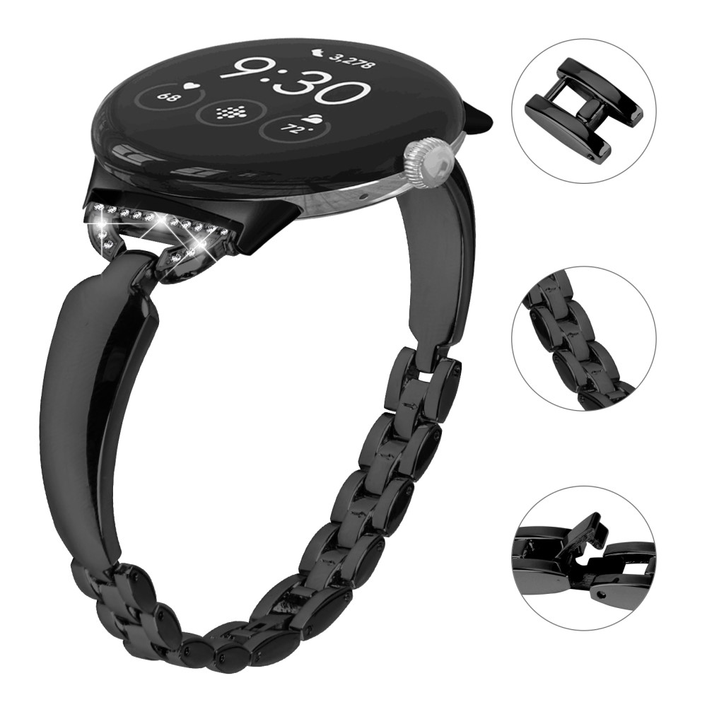  Google Pixel Watch / Watch 2 Metal Bling Armband Svart