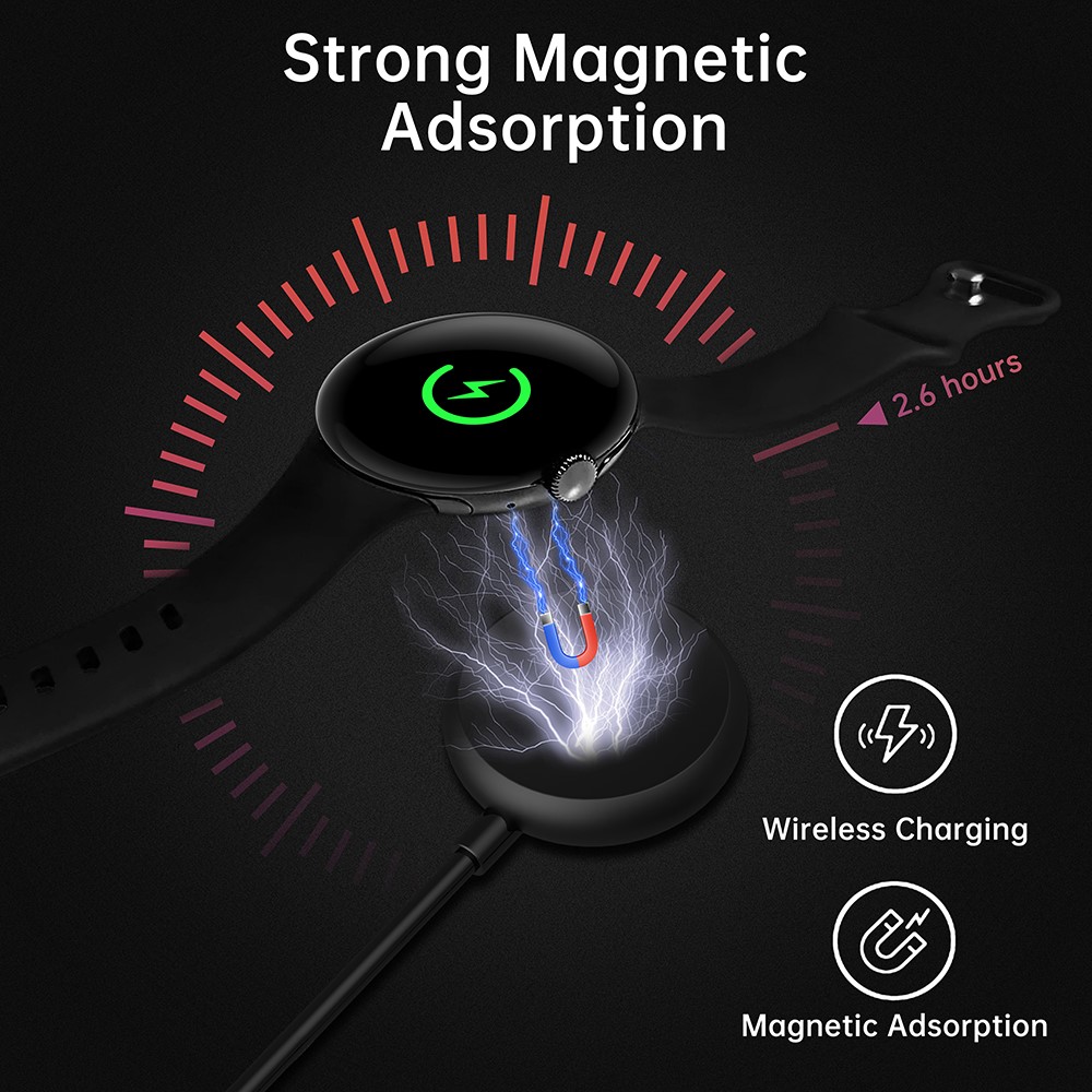  1m Magnetisk USB-C Laddare Google Pixel Watch Svart