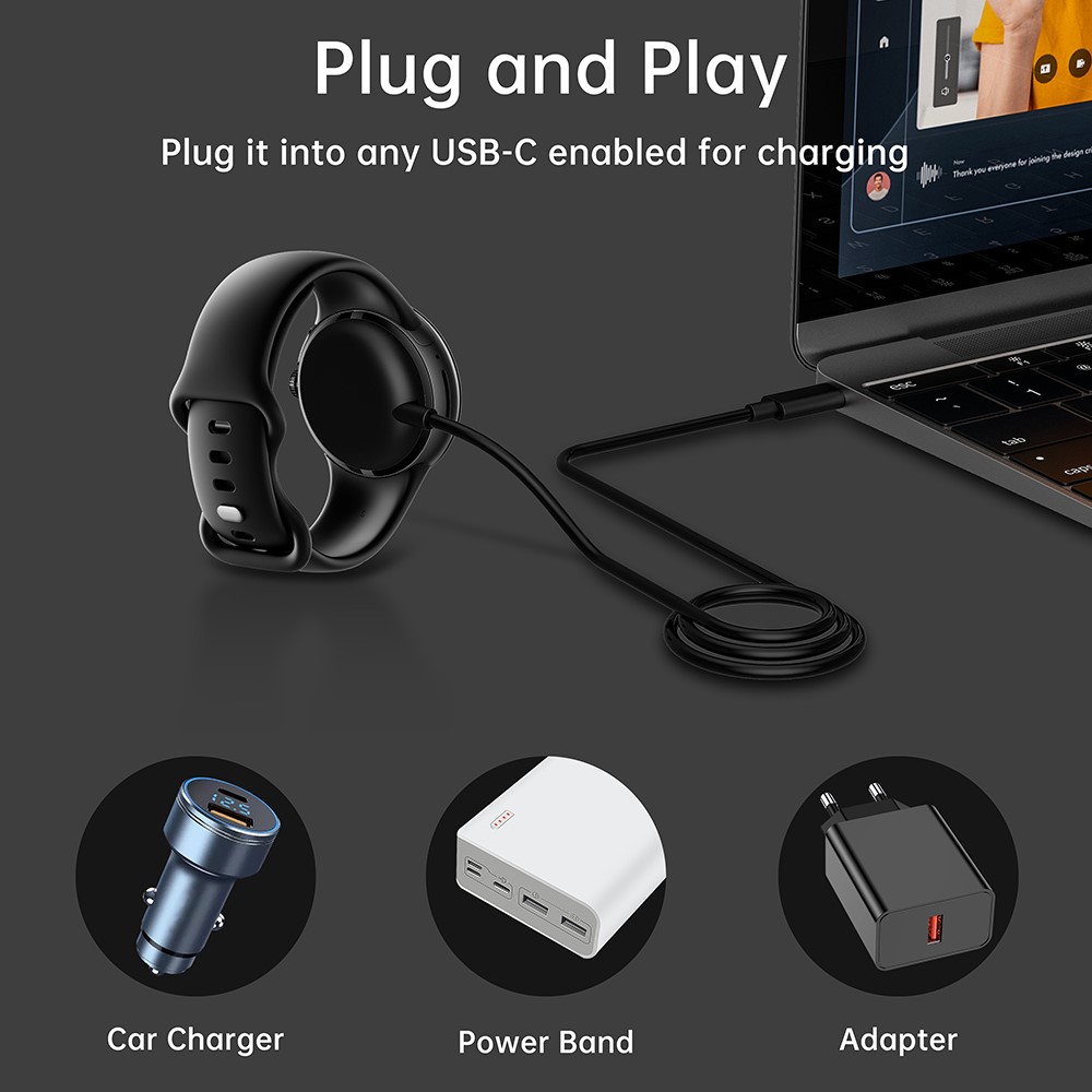  1m Magnetisk USB-C Laddare Google Pixel Watch Vit