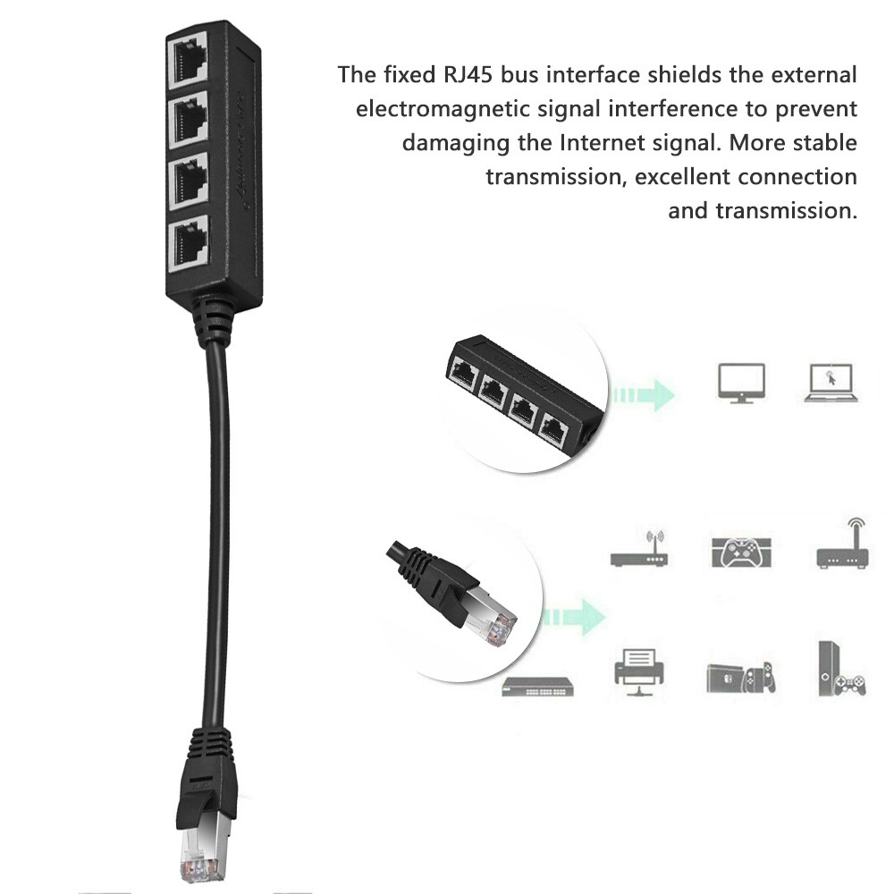  4in1 RJ45 Hubb/Nätverksadapter Svart