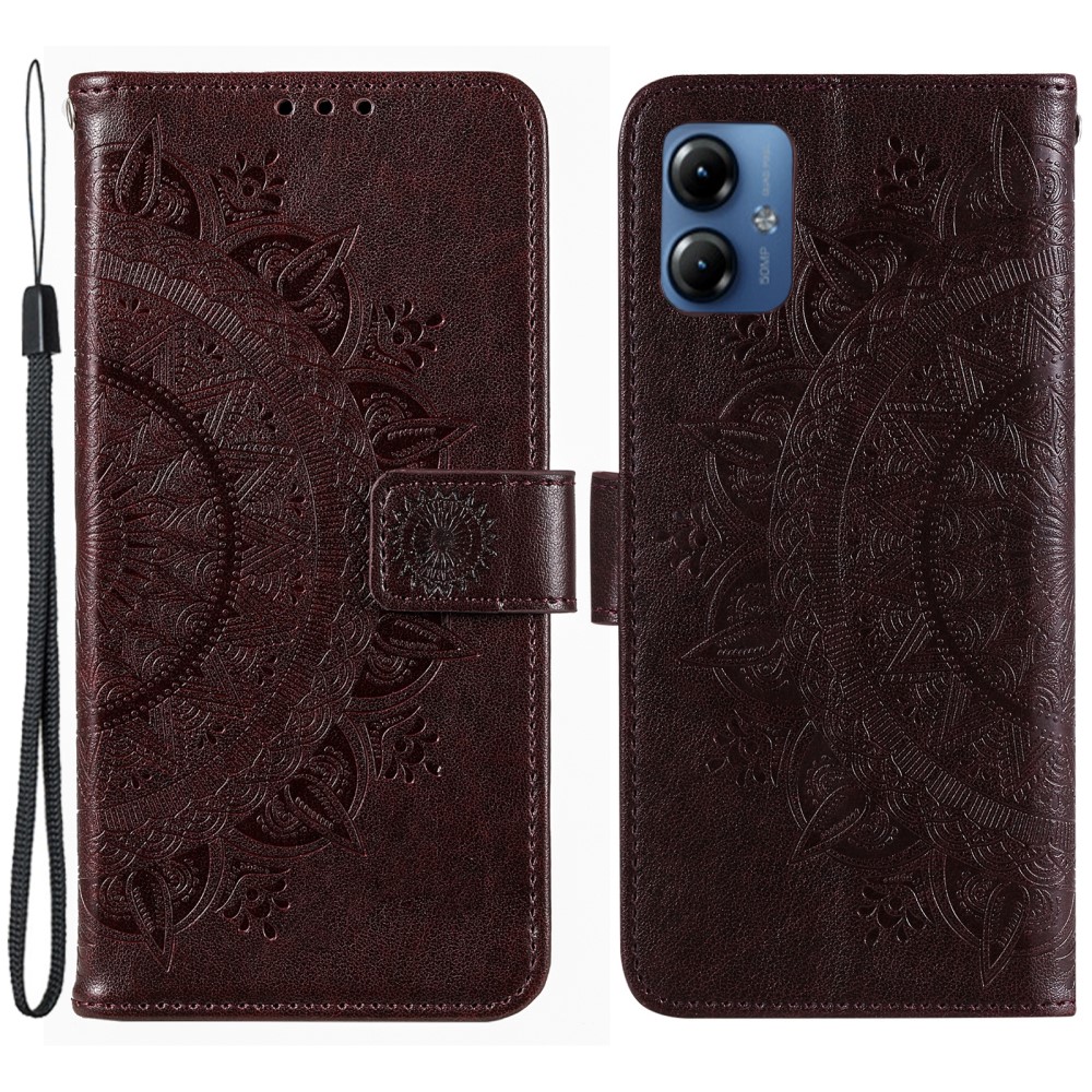 Motorola Moto G54 5G Fodral Mandala Läder Brun