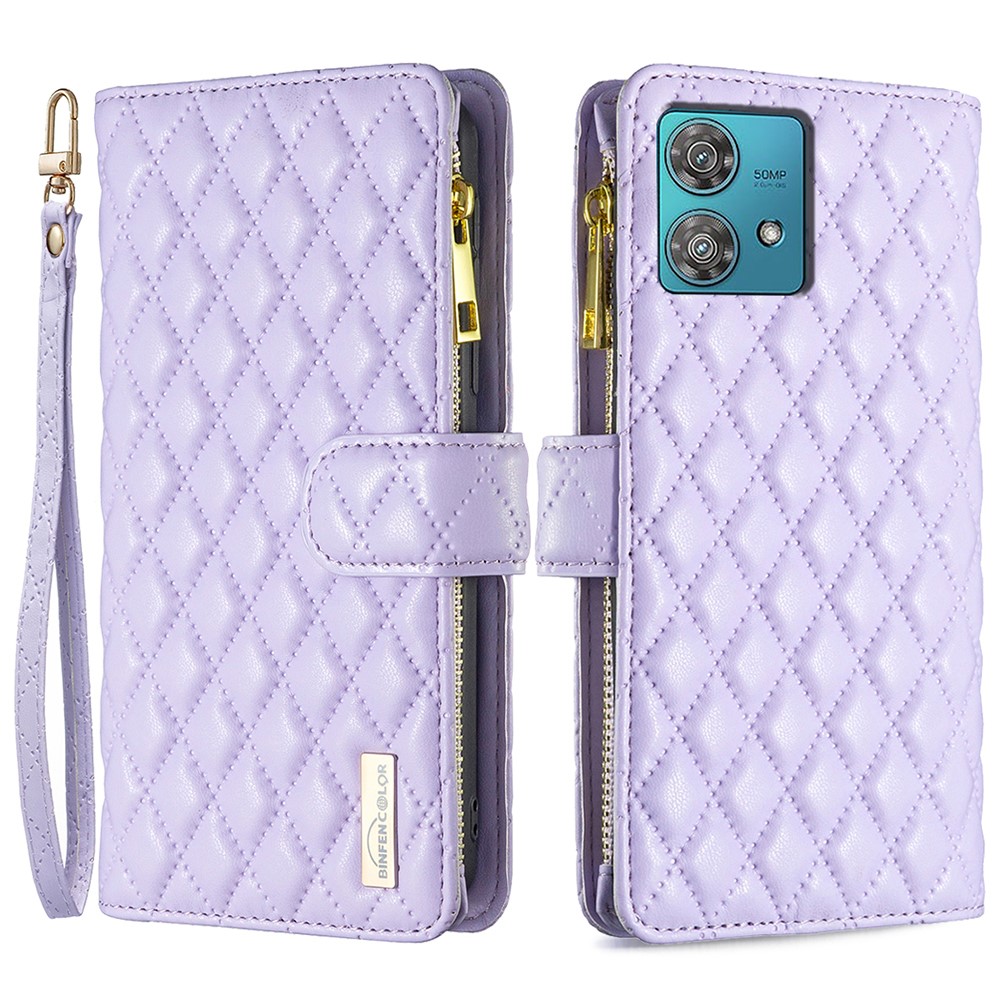 BINFEN BINFEN Motorola Edge 40 Neo 5G Fodral Multifunktionell Diamond Lila