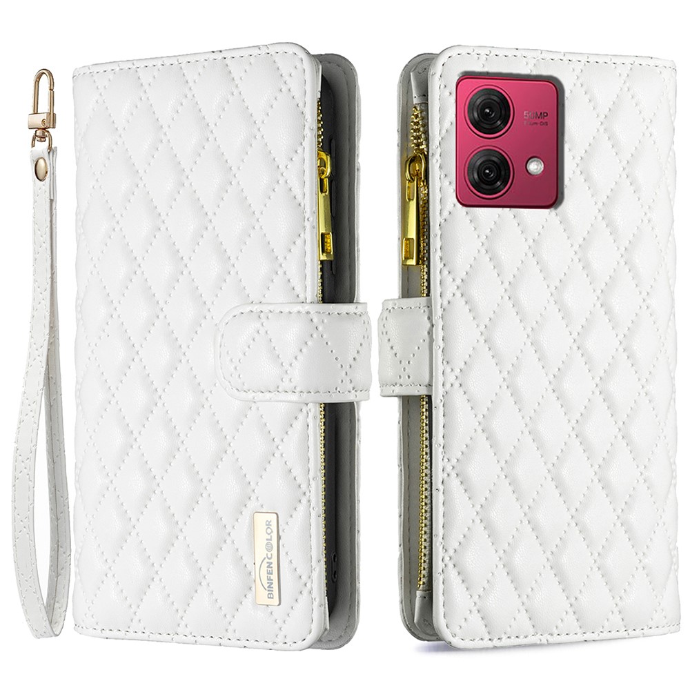 BINFEN BINFEN Motorola Moto G84 5G Fodral Multifunktionell Diamond Vit