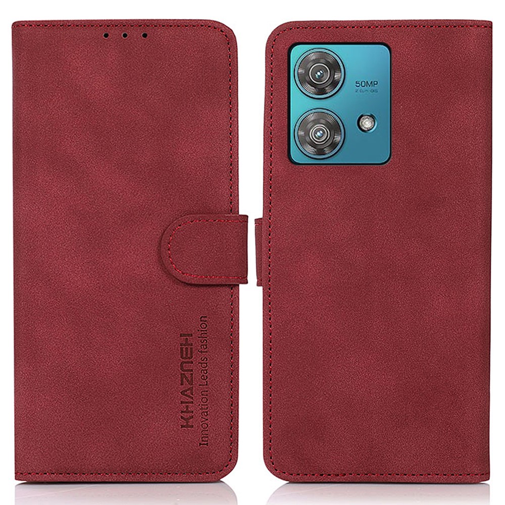KHAZNEH KHAZNEH Motorola Edge 40 Neo 5G Fodral Retro Läder Röd