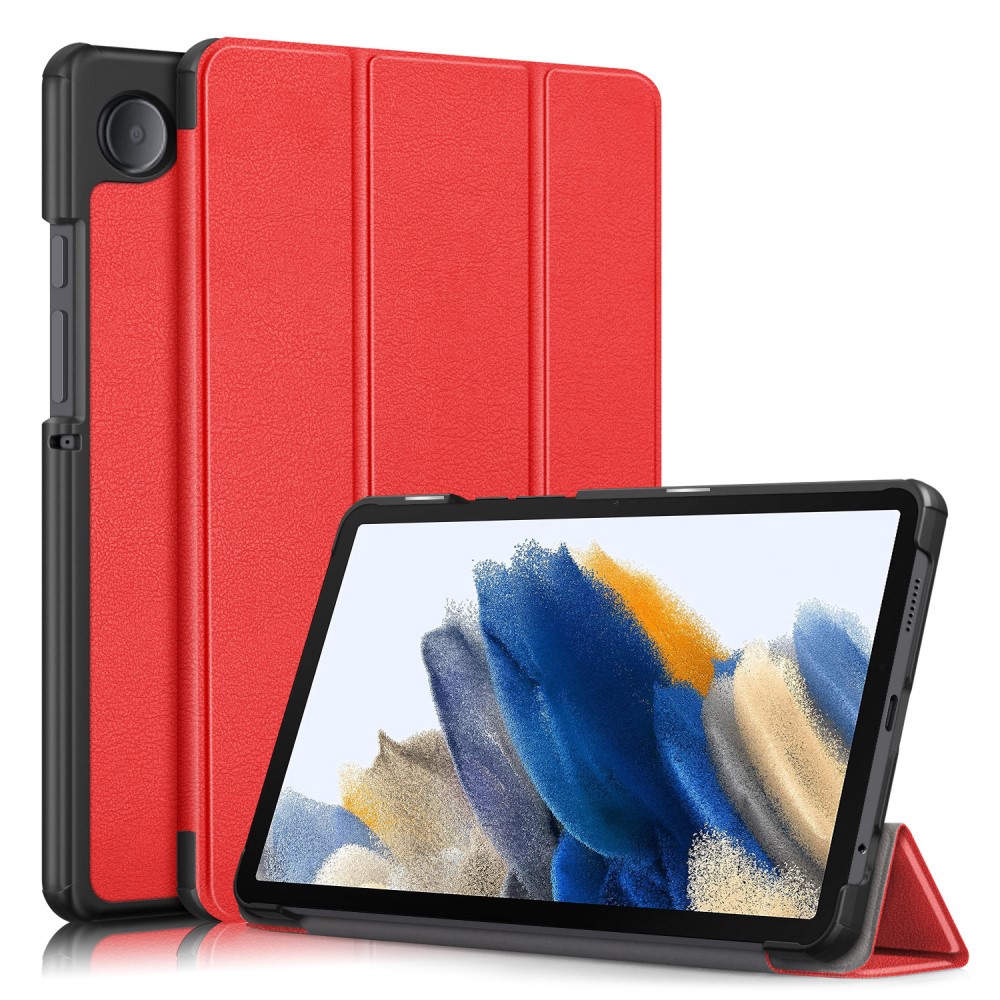  Samsung Galaxy Tab A9 Fodral Tri-Fold PU Läder Röd