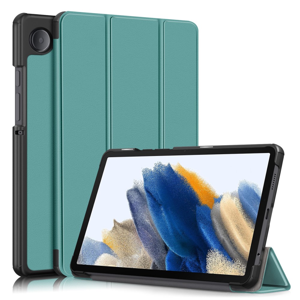  Samsung Galaxy Tab A9 Fodral Tri-Fold PU Läder Svartgrön