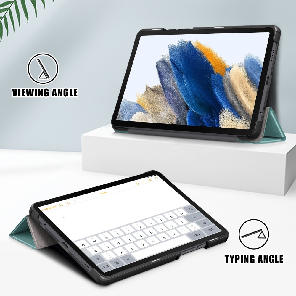  Samsung Galaxy Tab A9 Fodral Tri-Fold PU Läder Svartgrön