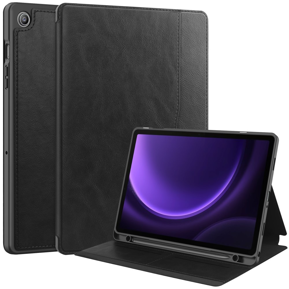  Galaxy Tab S9 FE Fodral Business Läder Pennhållare Svart