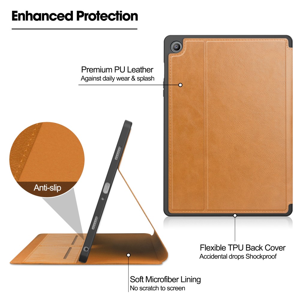  Galaxy Tab S9 FE Fodral Business Läder Pennhållare Brun