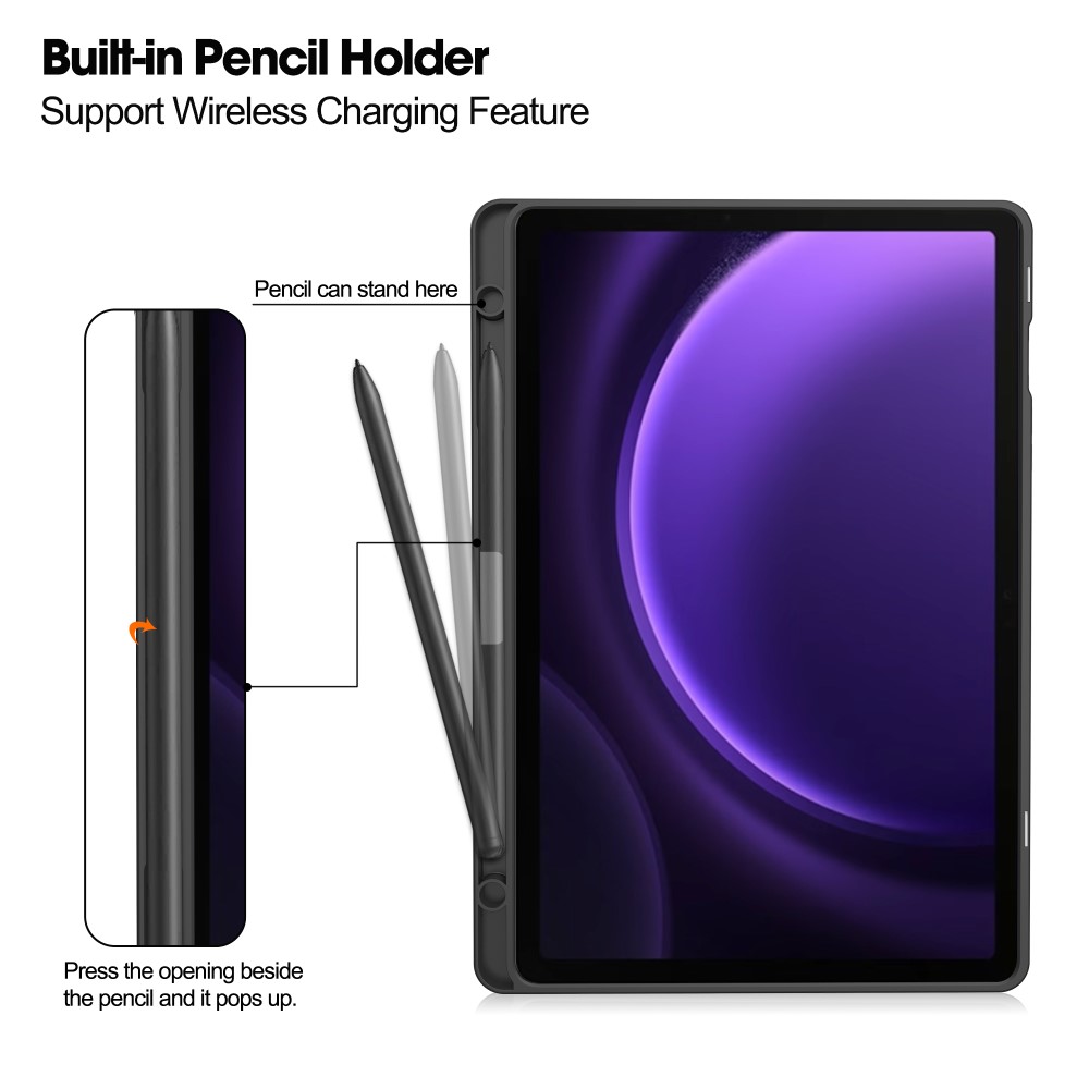 Galaxy Tab S9 FE Fodral Business Läder Pennhållare Röd
