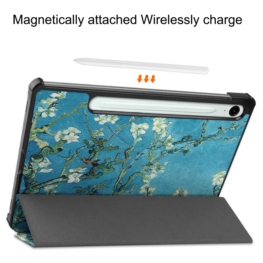  Samsung Galaxy Tab S9 FE Fodral Tri-Fold Läder Peach Blossom