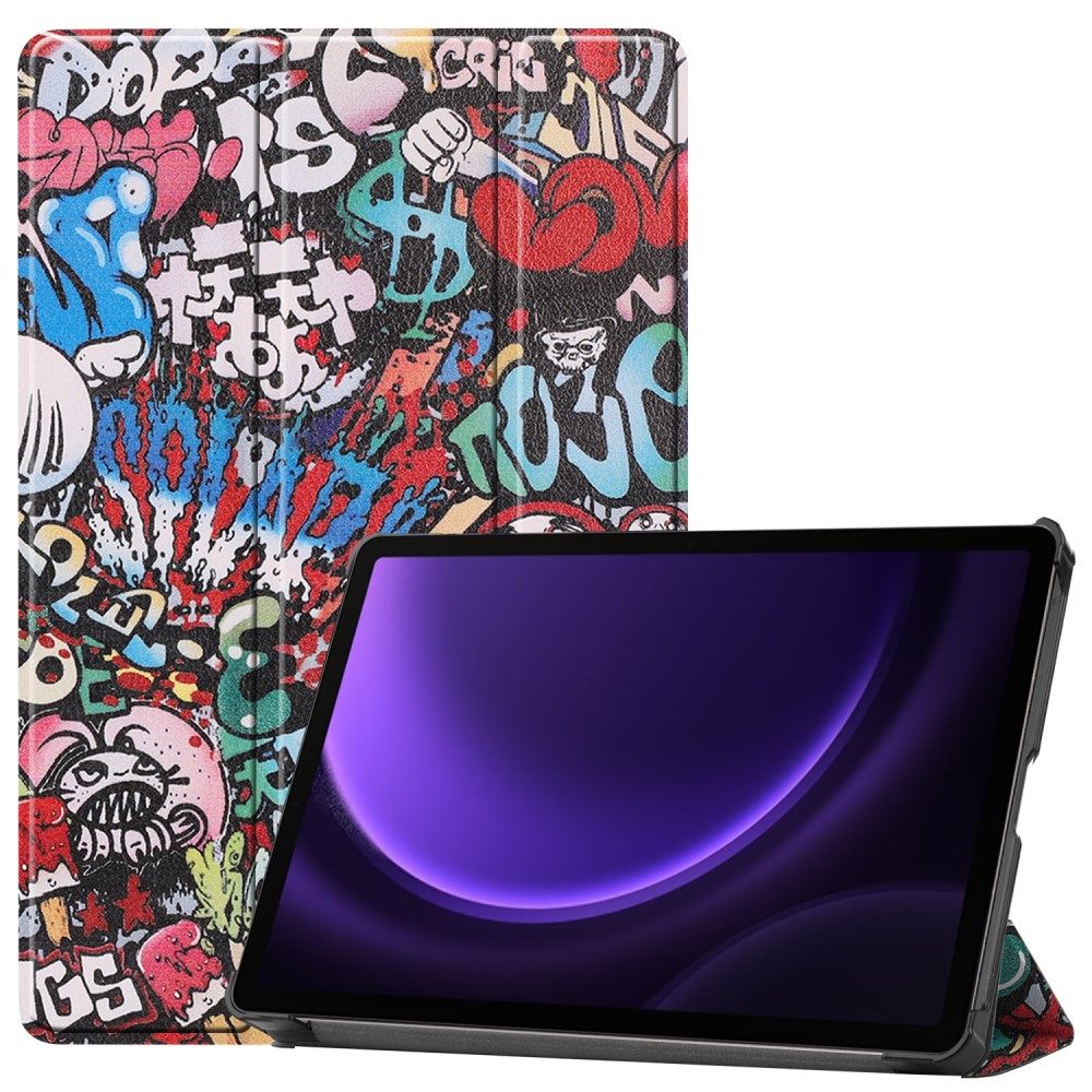  Samsung Galaxy Tab S9 FE Fodral Tri-Fold Läder Graffiti