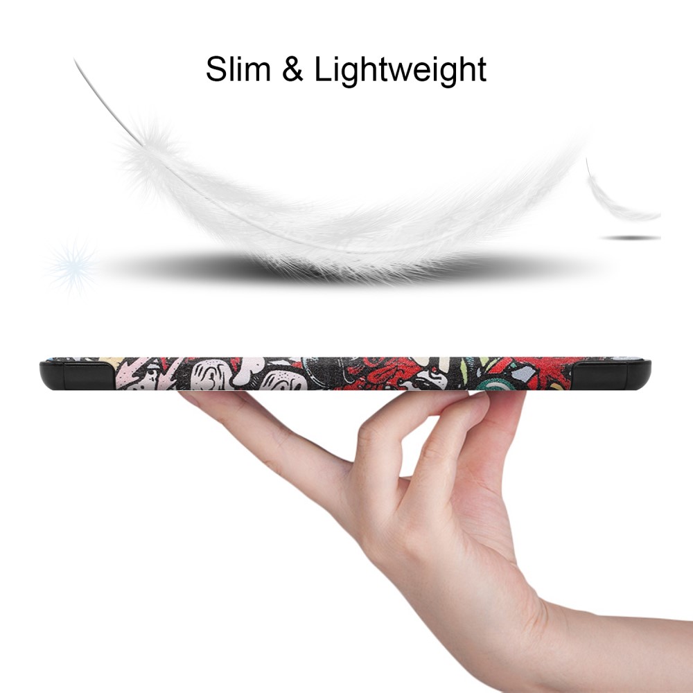  Samsung Galaxy Tab S9 FE Fodral Tri-Fold Läder Graffiti