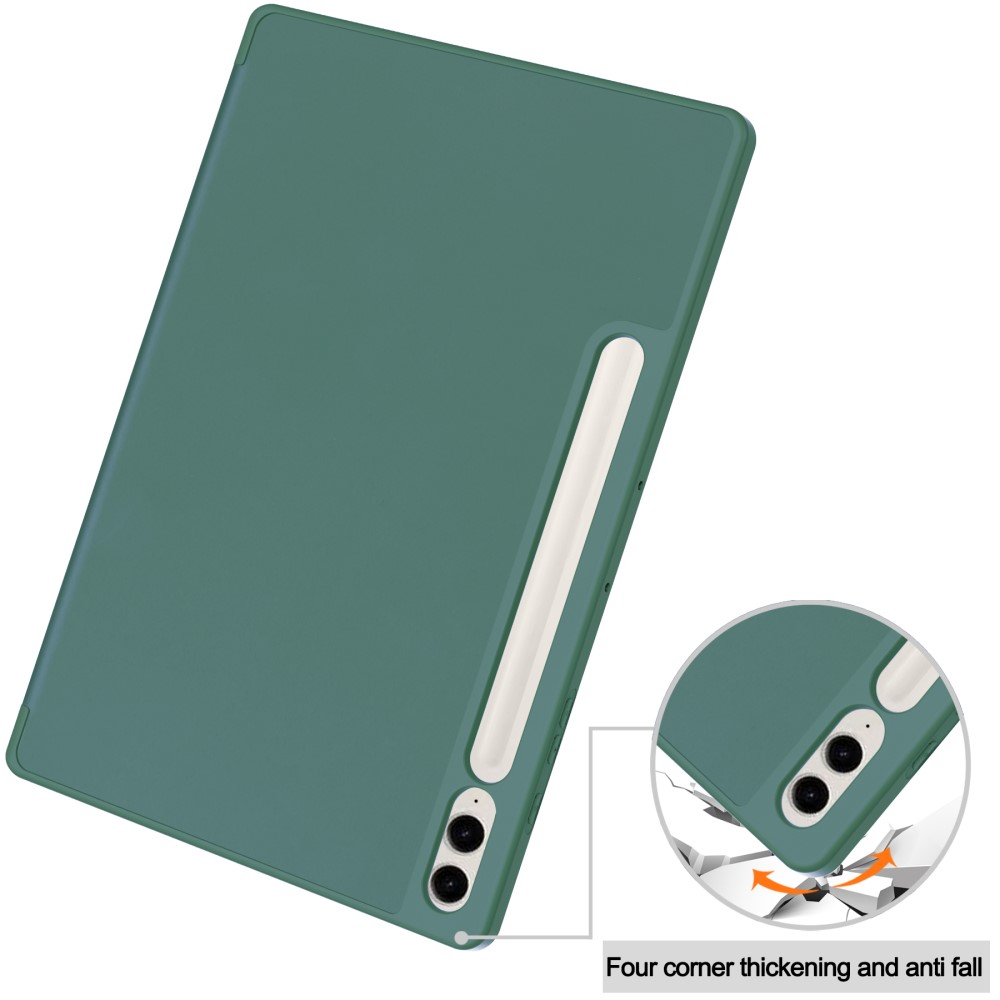 Galaxy Tab S9 FE Plus Fodral Tri-Fold Pennhållare Svartgrön
