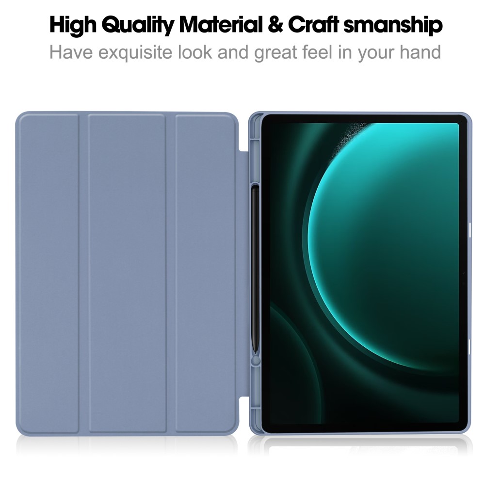  Galaxy Tab S9 FE Plus Fodral Tri-Fold Pennhållare Lila