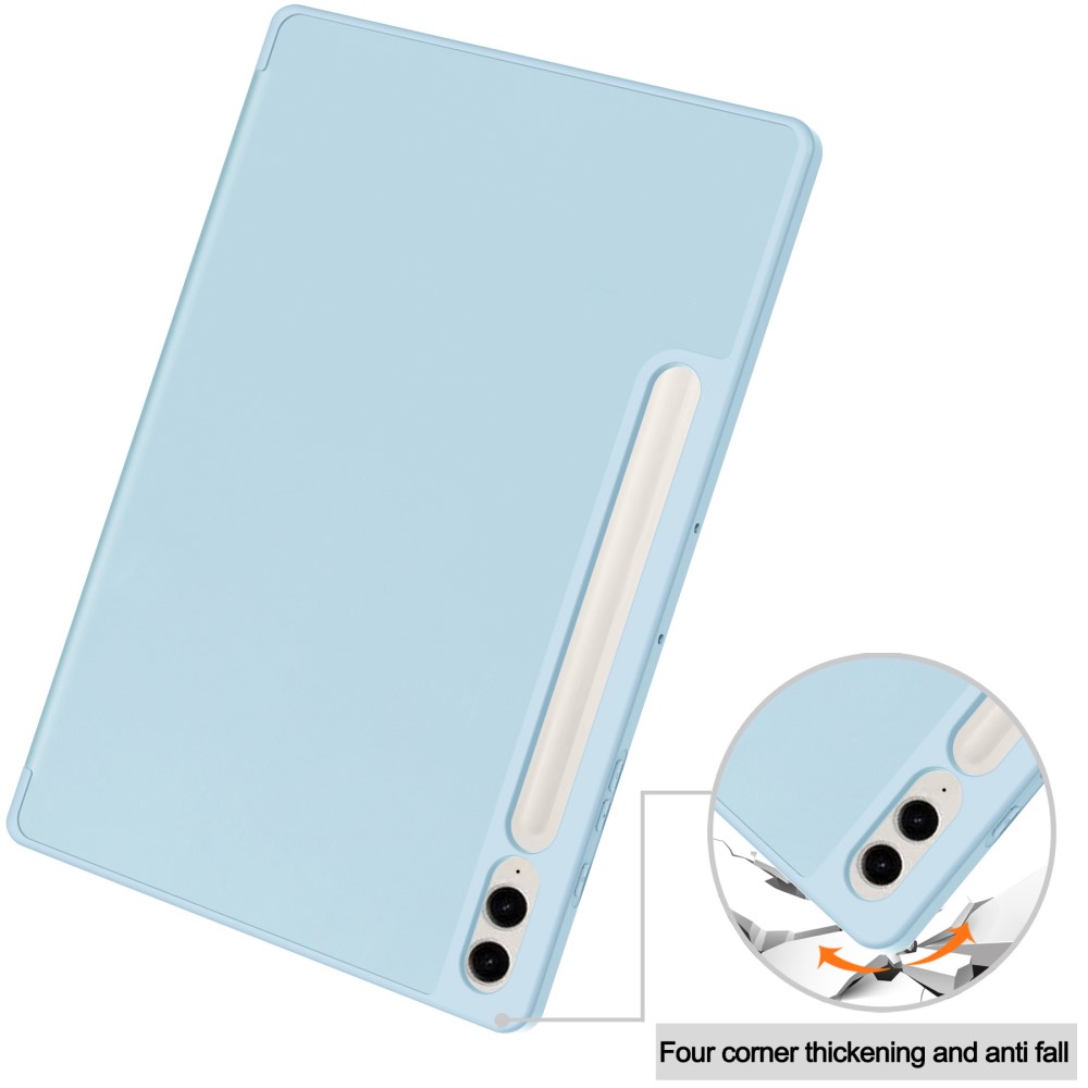  Galaxy Tab S9 FE Plus Fodral Tri-Fold Pennhållare Ljus Blå