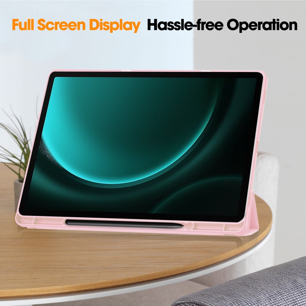  Galaxy Tab S9 FE Plus Fodral Tri-Fold Pennhållare Rosa