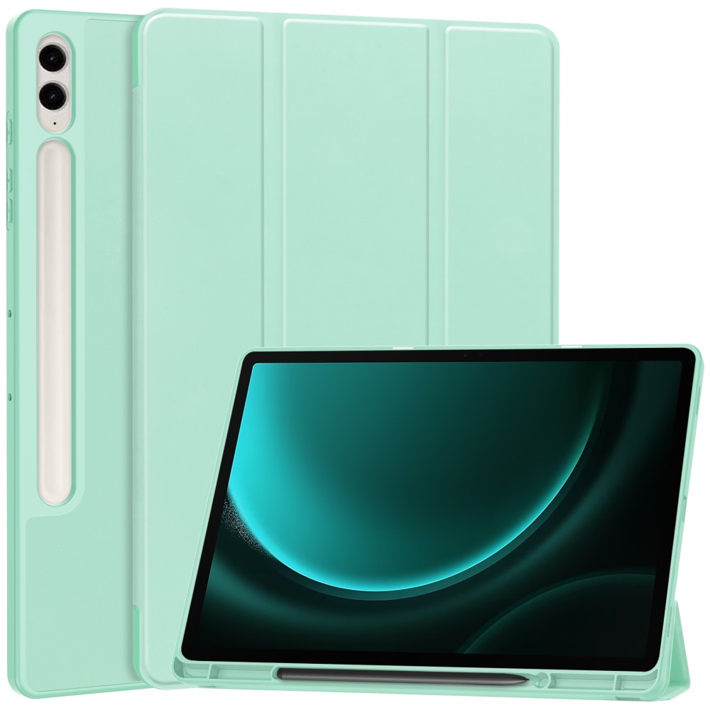  Galaxy Tab S9 FE Plus Fodral Tri-Fold Pennhållare Grön