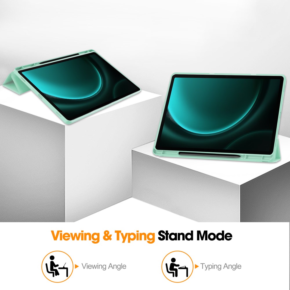  Galaxy Tab S9 FE Plus Fodral Tri-Fold Pennhållare Grön