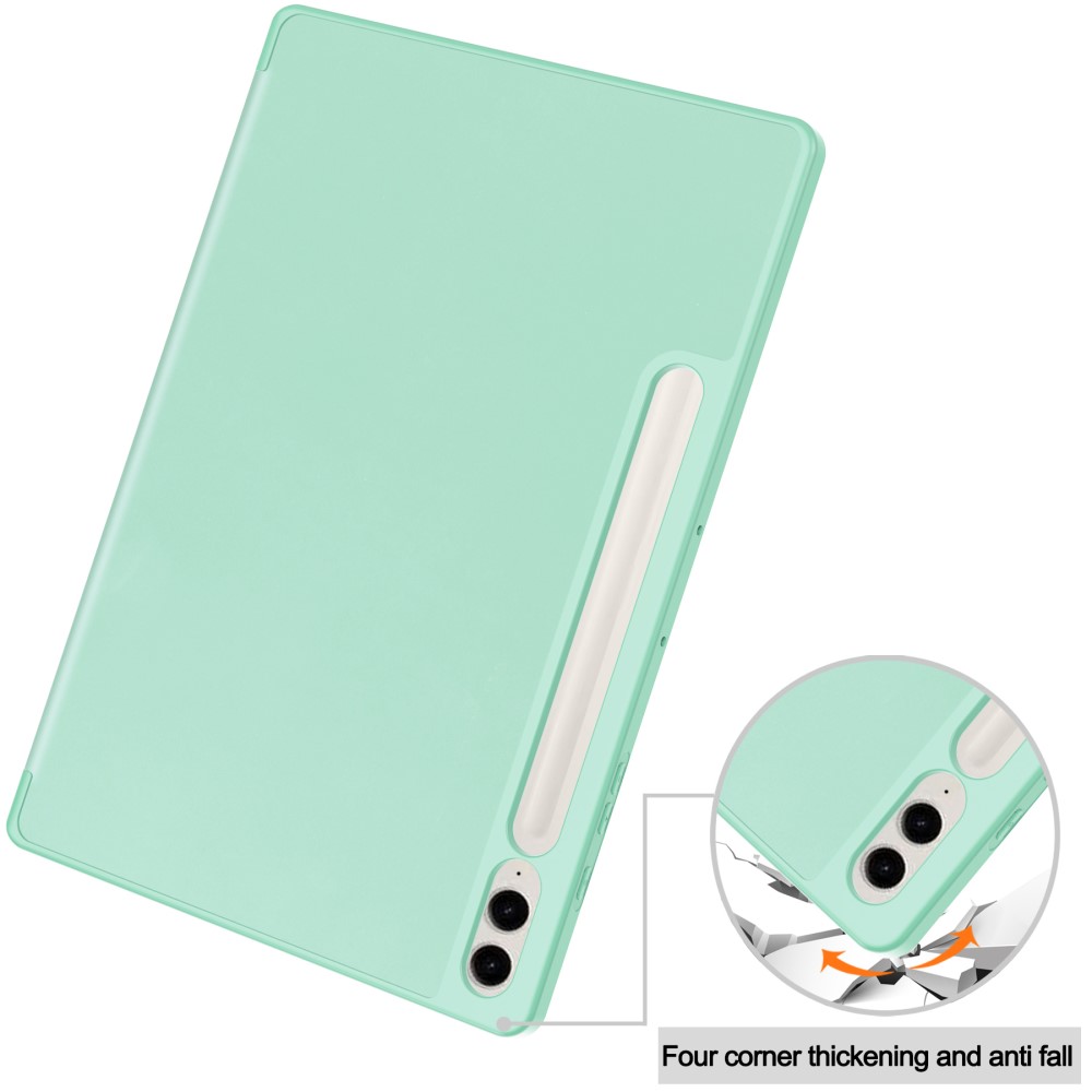  Galaxy Tab S9 FE Plus Fodral Tri-Fold Pennhållare Grön