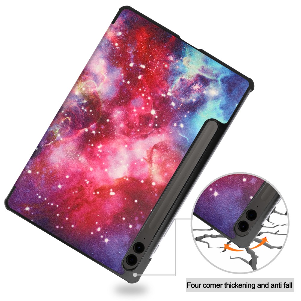  Galaxy Tab S9 FE Plus Fodral Tri-Fold Läder Cosmic Space