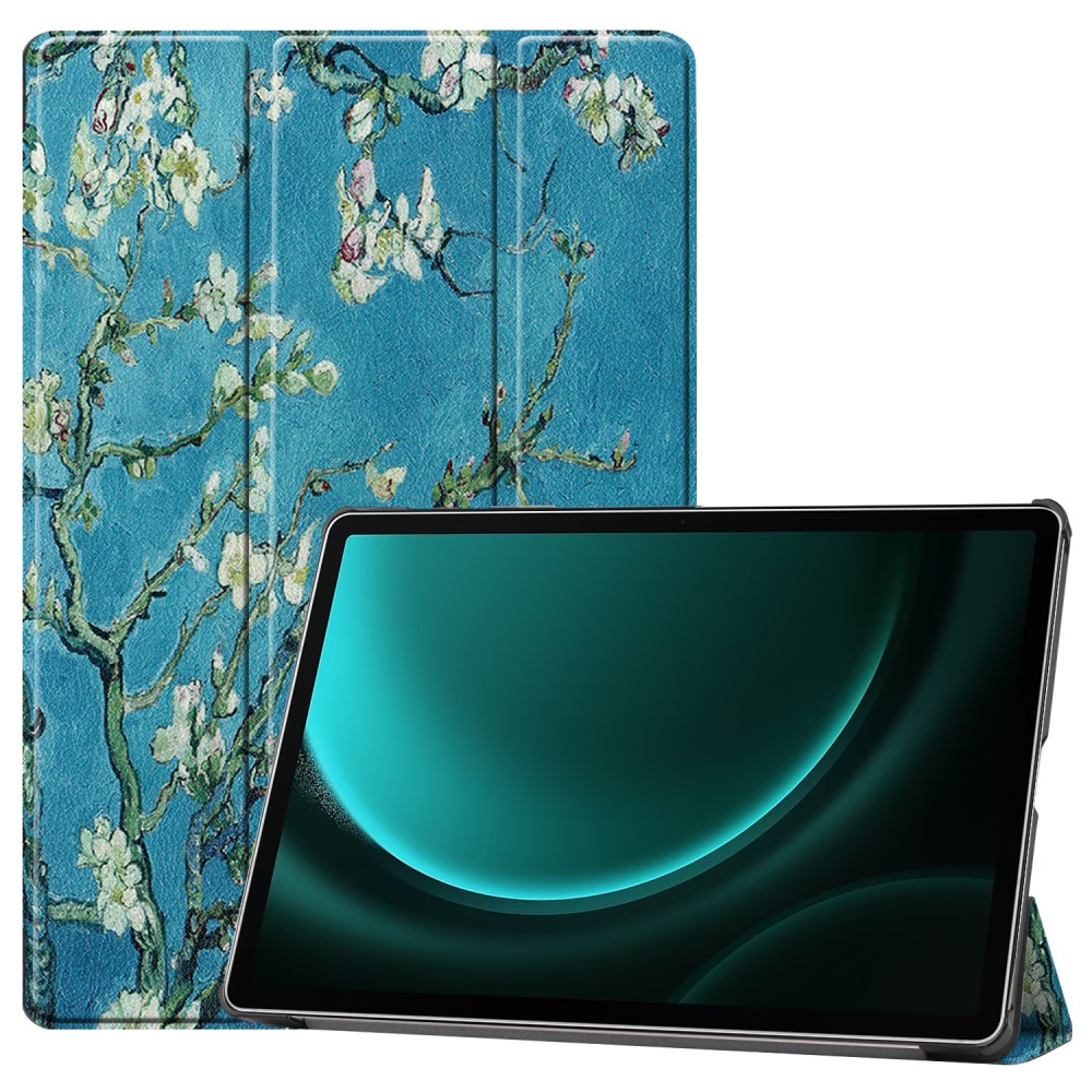  Galaxy Tab S9 FE Plus Fodral Tri-Fold Läder Peach Blossom
