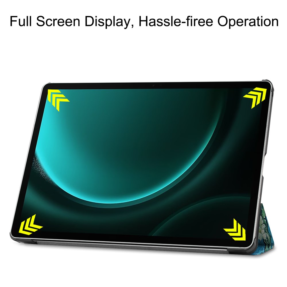  Galaxy Tab S9 FE Plus Fodral Tri-Fold Läder Peach Blossom