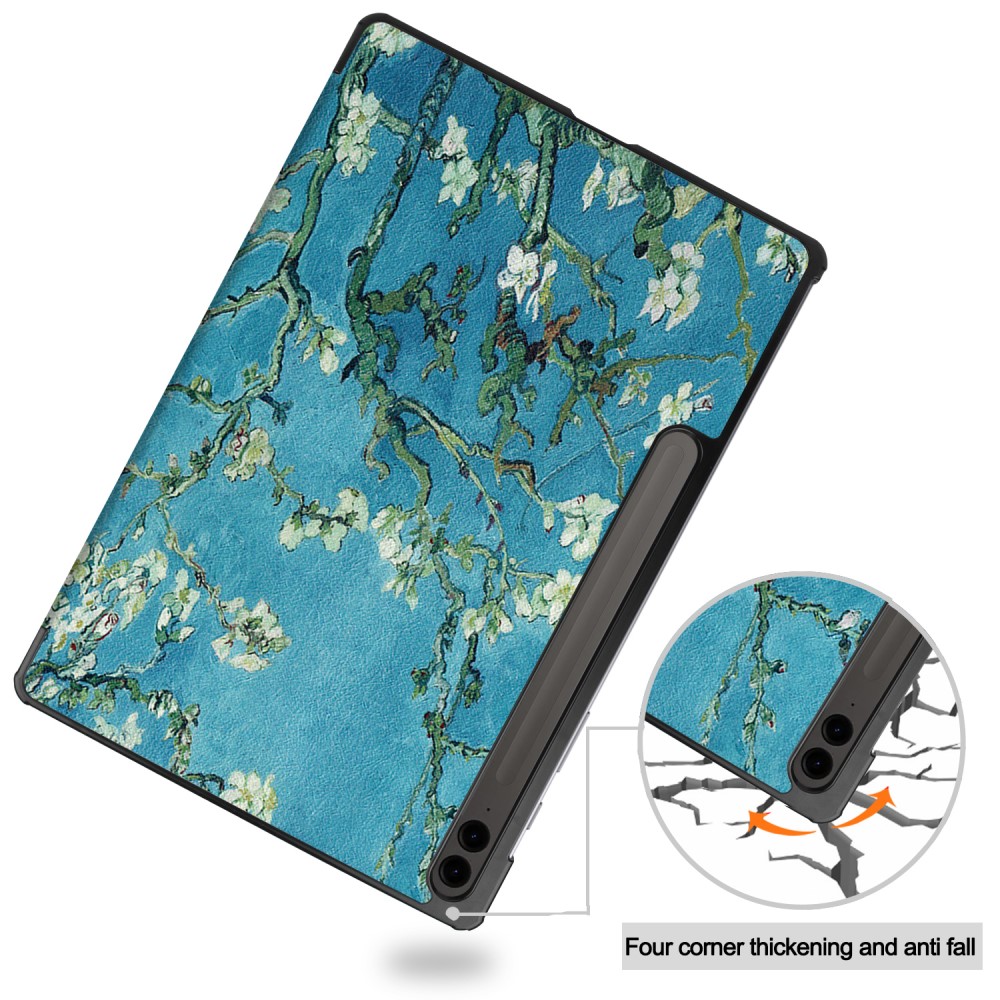  Galaxy Tab S9 FE Plus Fodral Tri-Fold Läder Peach Blossom