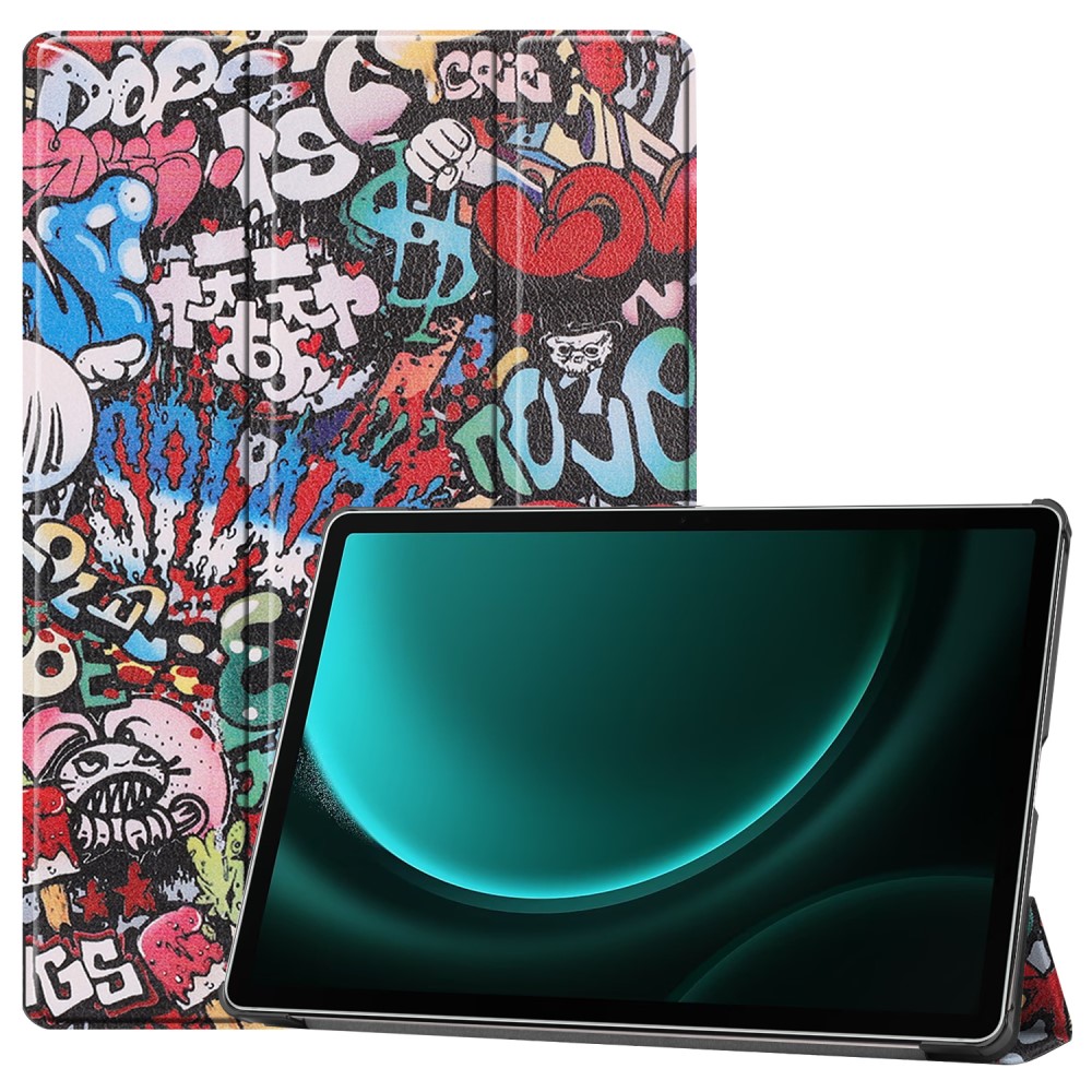  Galaxy Tab S9 FE Plus Fodral Tri-Fold Läder Graffiti