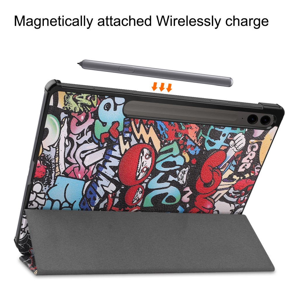  Galaxy Tab S9 FE Plus Fodral Tri-Fold Läder Graffiti