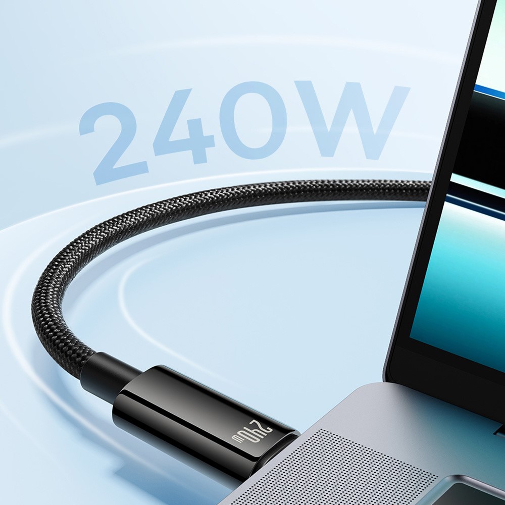BASEUS Baseus 3m 240W USB-C - USB-C Kabel Tungsten Gold Series Svart
