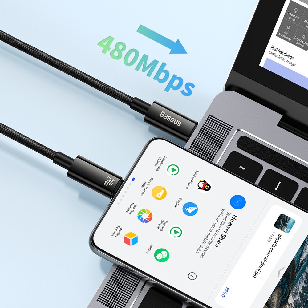 BASEUS Baseus 3m 240W USB-C - USB-C Kabel Tungsten Gold Series Svart