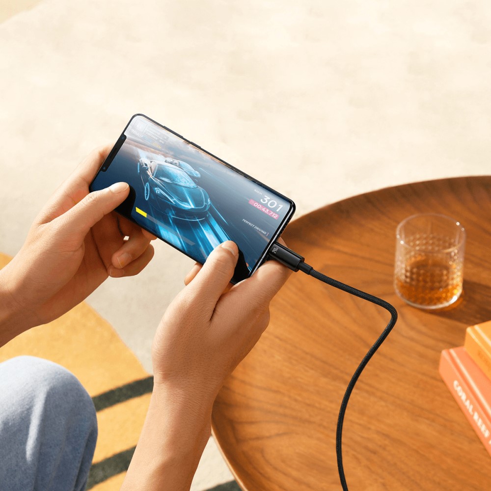 BASEUS Baseus 1m 240W USB-C - USB-C Kabel Tungsten Gold Series Svart