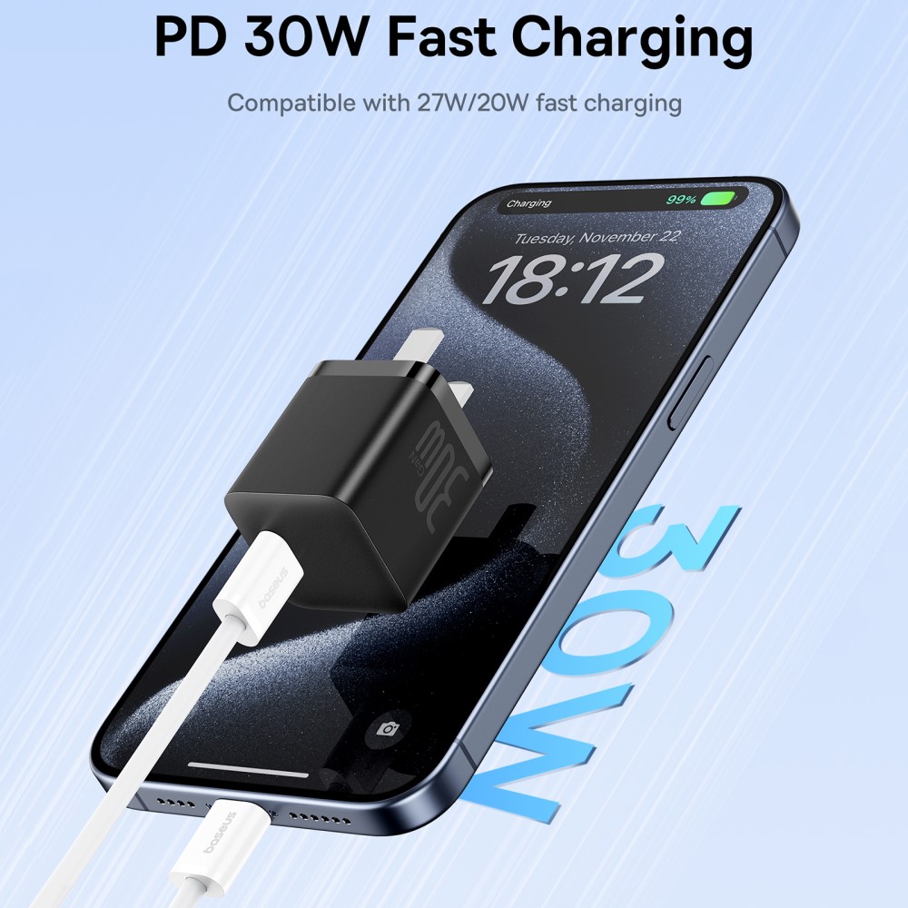 BASEUS Baseus 2m 30W PD USB-C - USB-C Kabel Superior Series 2 Vit