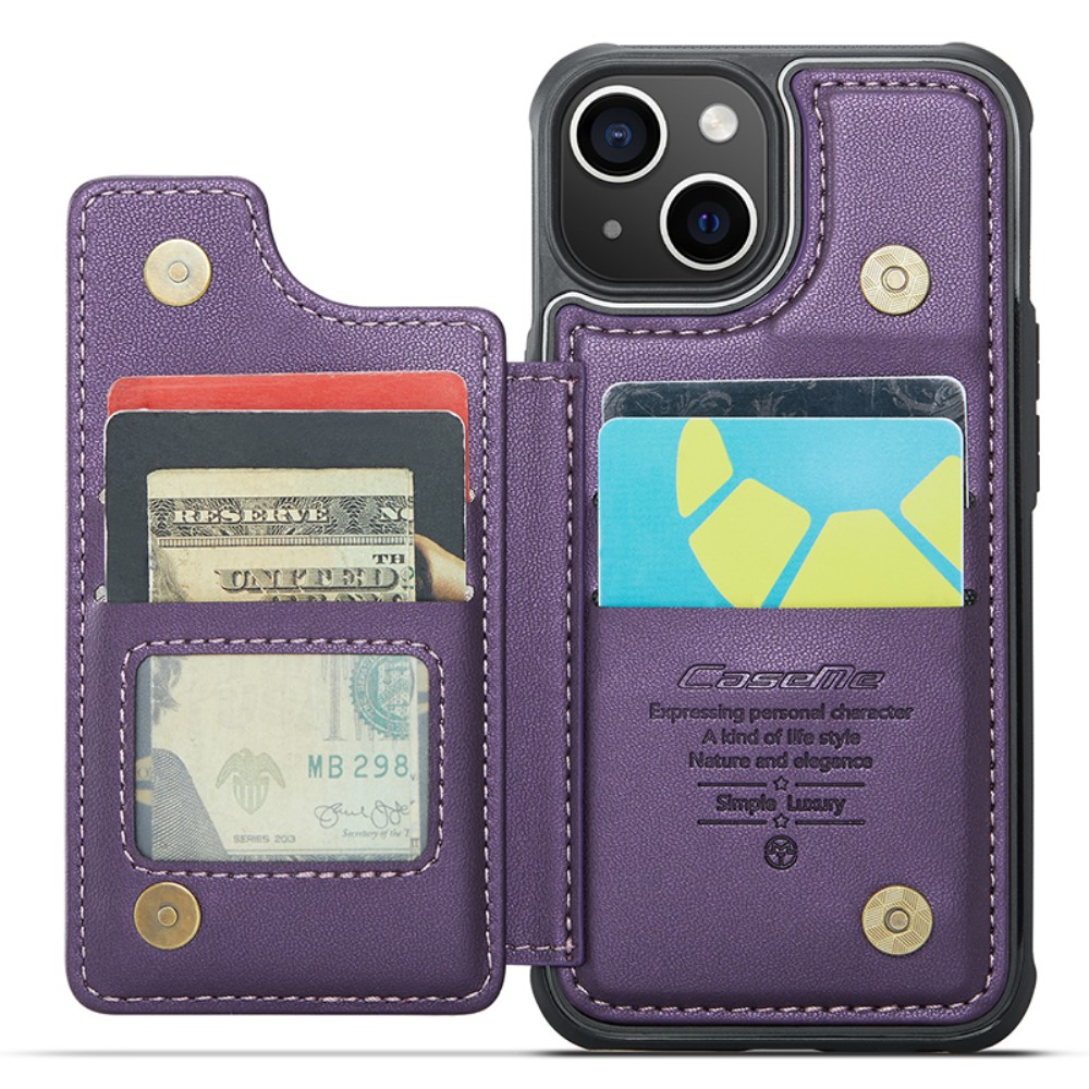 CASEME CASEME iPhone 15 Skal RFID Kickstand Plånbok Lila