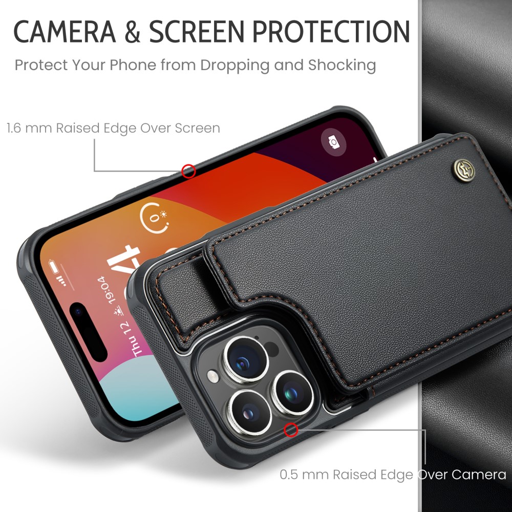 CASEME CASEME iPhone 15 Pro Skal RFID Kickstand Plånbok Svart