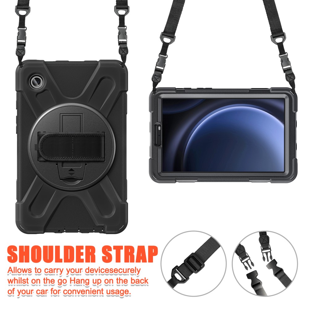  Samsung Galaxy Tab A9 Skal 360 Rotation Shockproof Med Rem