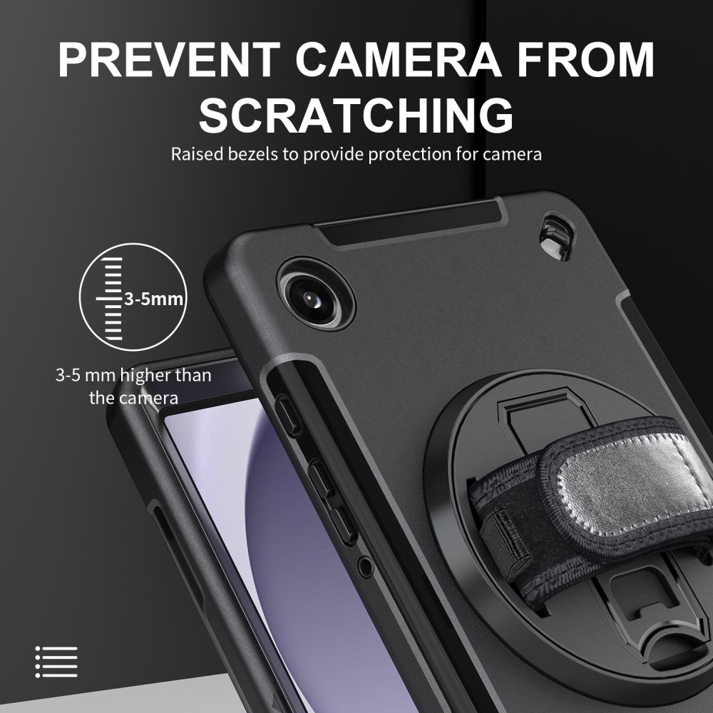  Samsung Galaxy Tab A9 Skal 360 Rotation Shockproof Med Rem