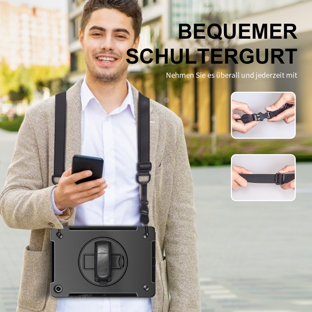  Samsung Galaxy Tab A9 Plus Skal 360 Rotation Shockproof Med Rem