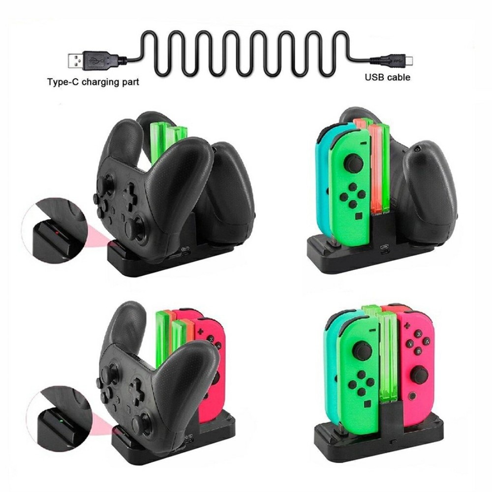 DOBE DOBE LED Laddningsstation För Joy-Con/Pro Handkontroller Svart