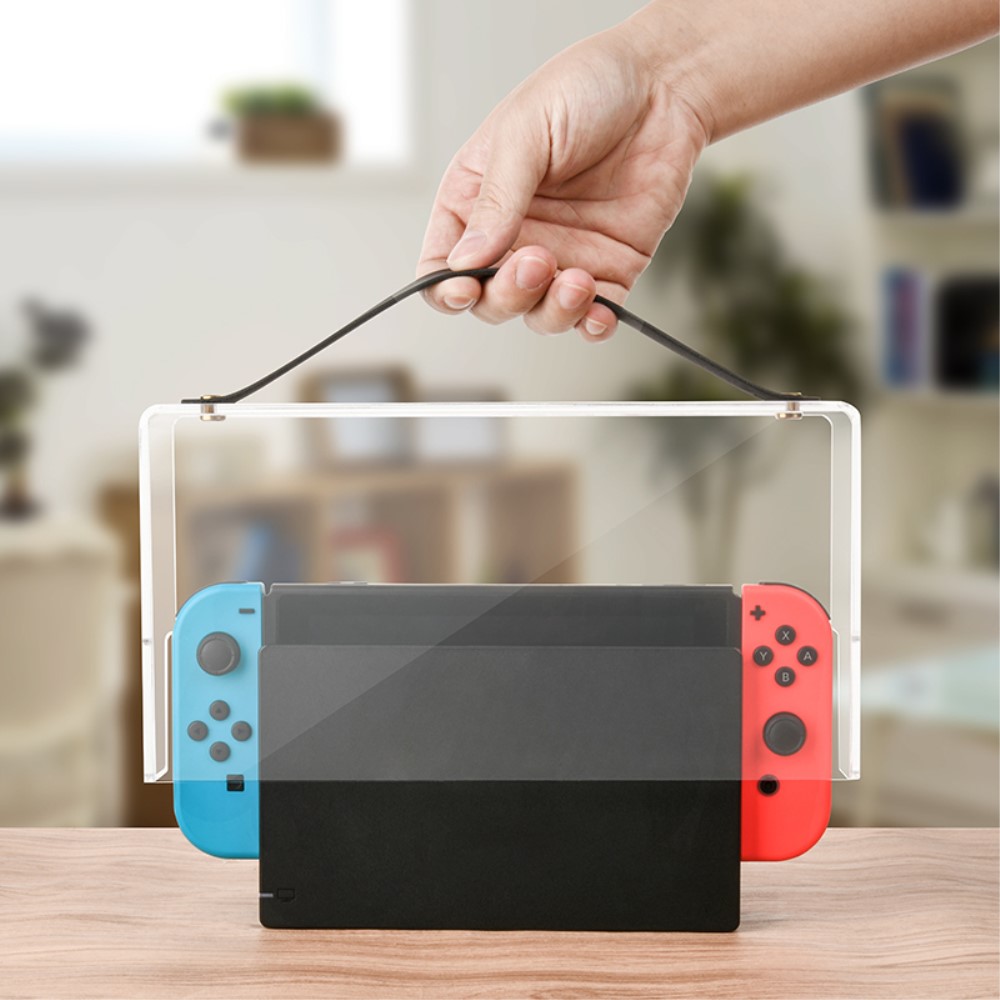  Dammskydd Till Nintendo Switch I Akryl Med Rem Transparent