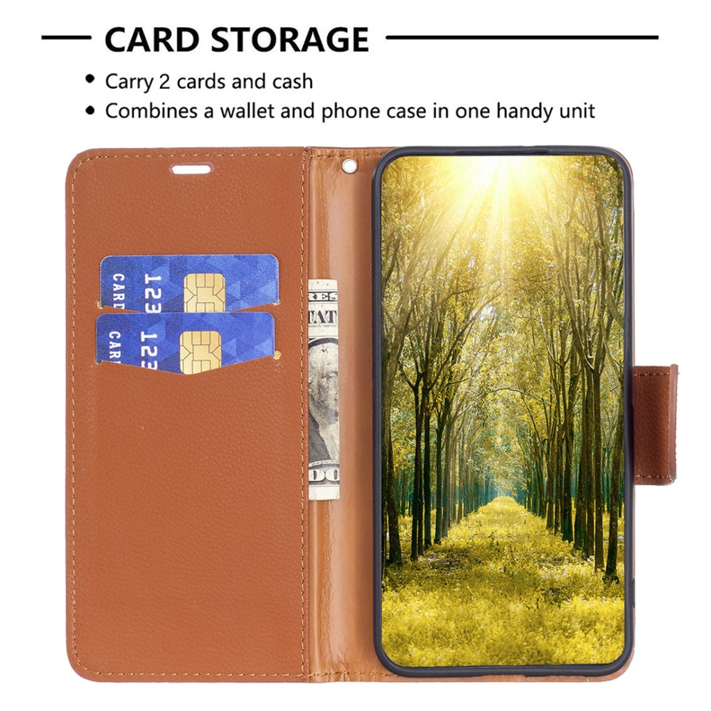  Samsung Galaxy S24 Ultra Fodral Litchi Shark Brun