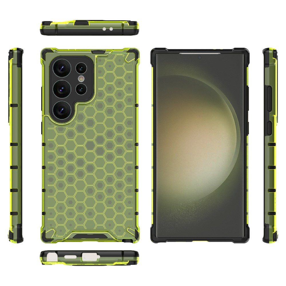  Galaxy S24 Ultra Skal Honeycomb Shockproof Hybrid Grön