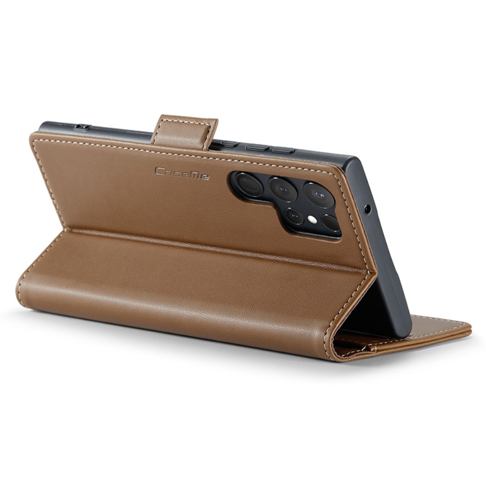 CASEME CASEME Galaxy S24 Ultra Fodral Slim Litchi Läder Brun